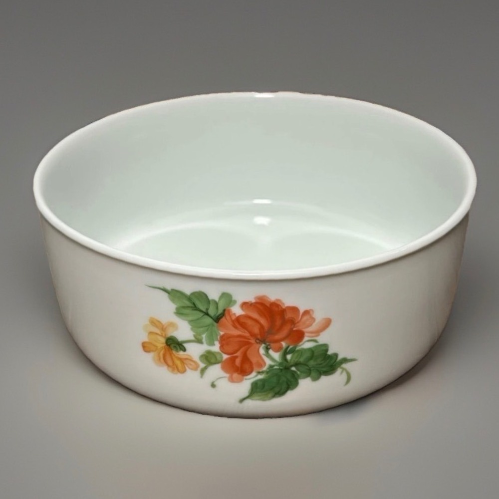 AK Kaiser Lauriane Bowl Serving Porcelain Floral White Orange Yellow W Germany